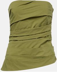 Jonathan Simkhai - Emerson Ruched Cotton-Blend Tube Top - Lyst