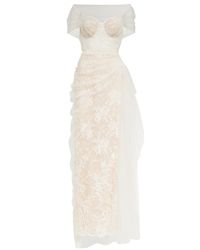 Alexander McQueen Bridal Guipure Lace And Tulle Gown - White