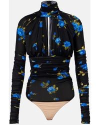 Blumarine - Cutout Floral Jersey Bodysuit - Lyst