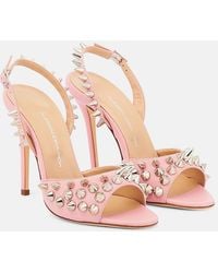 Alessandra Rich - Embellished Leather Sandals - Lyst