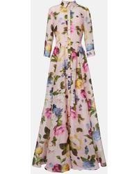 Carolina Herrera - Floral Linen And Silk Gown - Lyst