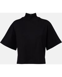 Alaïa - High-Neck Cotton Jersey T-Shirt - Lyst