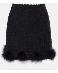 Blumarine - Feather-Trimmed Knitted Miniskirt - Lyst