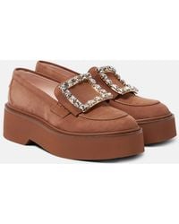 Roger Vivier - Viv' Rangers Suede Platform Loafers - Lyst