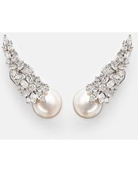YEPREM - Pearlescent 18Kt Earrings With Diamonds And Freshwater Pearls - Lyst