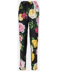 Dolce & Gabbana - Floral Silk Straight Pants - Lyst