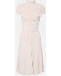 Alaïa - Vestido Midi De Jersey Fruncido - Lyst