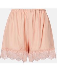 Stella McCartney - Lace-Trimmed Silk Shorts - Lyst