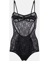 The Attico - Floral Lace Bodysuit - Lyst