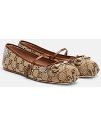 Gucci - Gg Crystal Horsebit Ballet Flat, Uk - Lyst