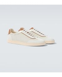 Brunello Cucinelli - Leather-Trimmed Suede Sneakers - Lyst