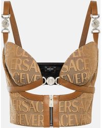 Versace - Top raccourci en jacquard a logo - Lyst