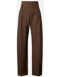 KHAITE - Somera Pleated Virgin Wool Straight Pants - Lyst