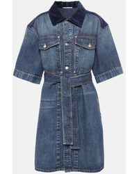 Stella McCartney - Corduroy-Trimmed Denim Minidress - Lyst