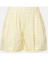 Asceno - Gingham Linen And Cotton Shorts - Lyst