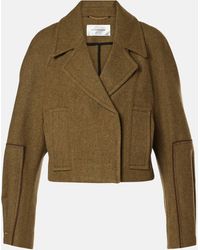 Victoria Beckham - Cropped Wool Peacoat - Lyst