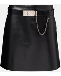 Prada - Belted Leather Mini Skirt - Lyst
