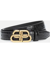 Balenciaga - Bb Croc-effect Leather Belt - Lyst