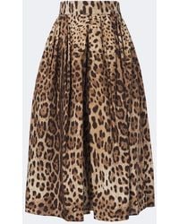 Dolce & Gabbana - Leopard-Print Cotton Midi Skirt - Lyst