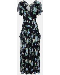 RIXO London - Kimmie Floral Ruffled Silk Midi Dress - Lyst
