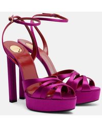 Saint Laurent - Chandelle Crepe Satin Sandals - Lyst
