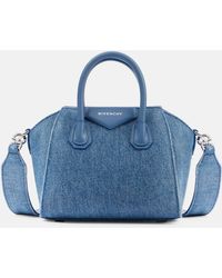 Givenchy - Antigona Toy Leather-trimmed Denim Tote Bag - Lyst