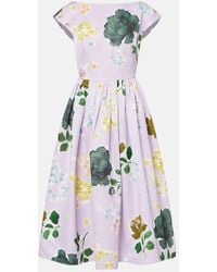 Erdem - Floral Cotton-Blend Faille Midi Dress - Lyst