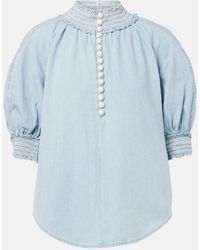 Zimmermann - Ascension Balloon-Sleeve Denim Blouse - Lyst