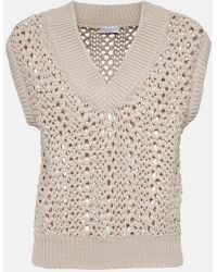 Brunello Cucinelli - Open-Knit Cotton-Blend Sweater Vest - Lyst
