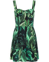 Dolce & Gabbana Bedrucktes Minikleid aus Baumwolle - Grün