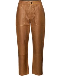 Citizens of Humanity Emma High-rise Leather Straight Jeans - Brown