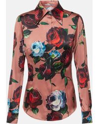 Dolce & Gabbana - Chemise en satin de soie melangee a fleurs - Lyst