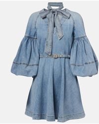 Zimmermann - Abito Corto Di Jeans Con Fiocco - Lyst