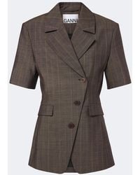 Ganni - Striped Wool Blazer - Lyst