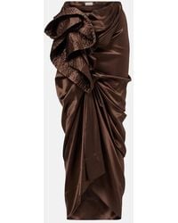 Dries Van Noten - Draped Silk-Blend Satin Midi Skirt - Lyst