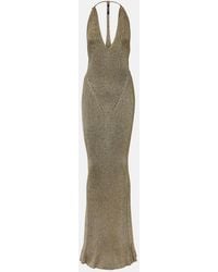 Roberto Cavalli - Ribbed-Knit Lame Maxi Dress - Lyst
