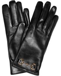 Gucci Horsebit Leather Gloves - Black