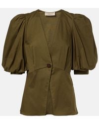 Adriana Degreas - Puff-Sleeve Cotton-Blend Top - Lyst