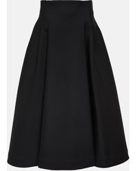 Bottega Veneta - Pleated Wool Midi Skirt - Lyst