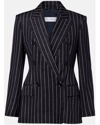 Max Mara - Pinstripe Double-Breasted Jersey Blazer - Lyst