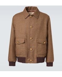 Valentino - Houndstooth Virgin Wool Bomber Jacket - Lyst