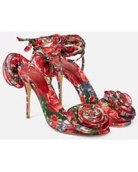 Magda Butrym - Floral-Applique Satin Slingback Sandals - Lyst