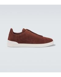 ZEGNA - Triple Stitch Low Suede Sneakers - Lyst