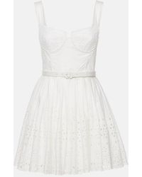 Self-Portrait - Cotton Broderie Anglaise Minidress - Lyst