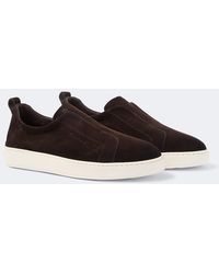 Santoni - Suede Slip-On Sneakers - Lyst