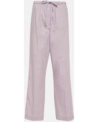 Totême - High-rise Straight Cotton-blend Pants - Lyst