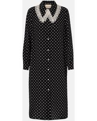 Valentino - Polka-Dot Lace-Trimmed Silk Shirt Dress - Lyst