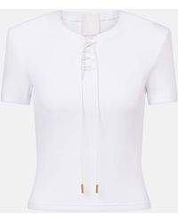 Givenchy - 4G Lace-Up Cotton-Blend Jersey T-Shirt - Lyst