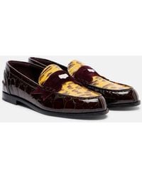 Christian Louboutin - Mocasines Penny De Charol Grabado Con Terciopelo - Lyst