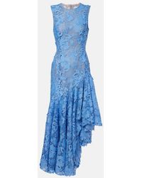 Oscar de la Renta - Asymmetric Floral Embroidered Cocktail Dress - Lyst